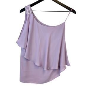 White House Black Market Size 2 Ruffled One Shoulder Dressy Top Lilac Purple